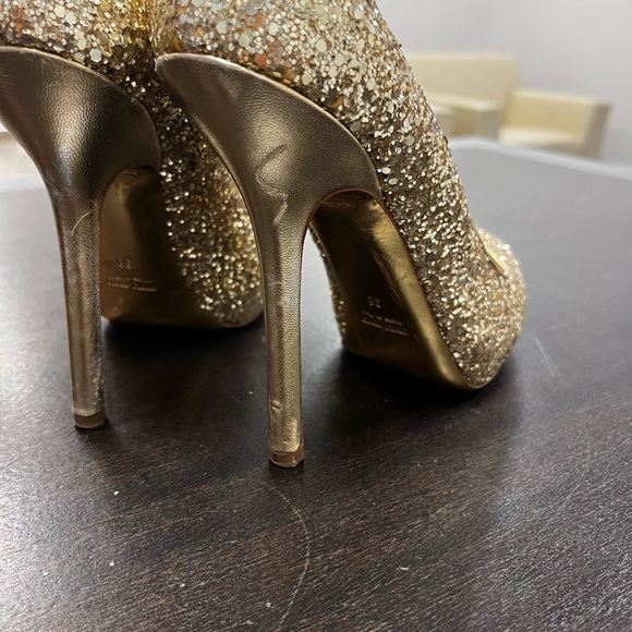 MIU MIU Argento Gold Glitter Heels EU 38 - Picture 7 of 7